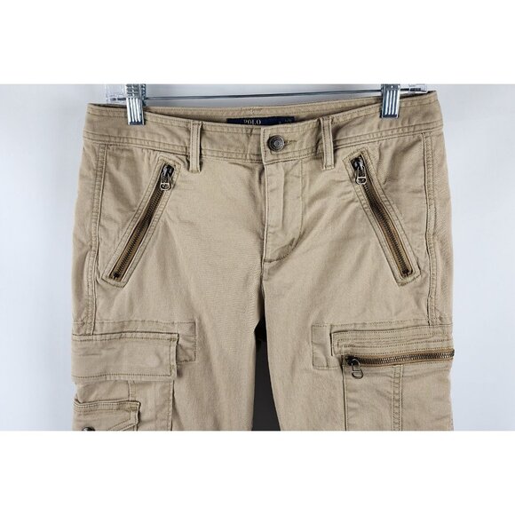Polo Ralph Lauren Womens Pants 8 Tan VTG Cargo Pants Ankle Zip (30x29) - Picture 2 of 11